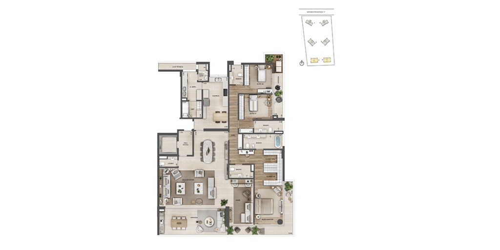 Conheça Planta 05 - 4 dorm 268 44m² - do imóvel - Apartamento à venda Avenida das Américas, Barra da Tijuca, Rio de Janeiro - R$ 6.466.386 - AP10130 - 62 Planta 05 - 4 dorm 268 44m² - - 62