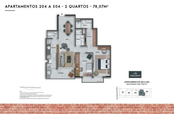 Conheça Planta 01 - 2 dorm 78 07m² do imóvel - Apartamento à venda Rua Visconde de Silva, Botafogo, Rio de Janeiro - R$ 1.497.000 - AP10153 - 17 Planta 01 - 2 dorm 78 07m² - 17