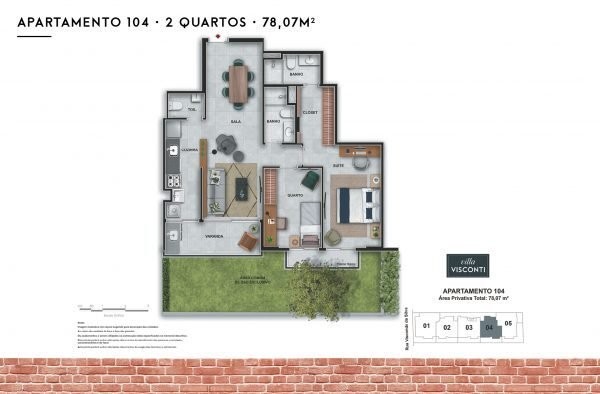 Conheça Planta 02 - 2 dorm 78 07m² - do imóvel - Apartamento à venda Rua Visconde de Silva, Botafogo, Rio de Janeiro - R$ 1.497.000 - AP10153 - 18 Planta 02 - 2 dorm 78 07m² - - 18