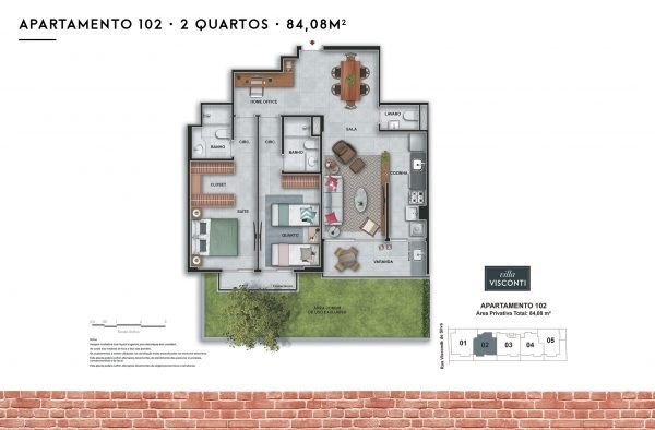 Conheça Planta 04 - 2 dorm 84 08m² - do imóvel - Apartamento à venda Rua Visconde de Silva, Botafogo, Rio de Janeiro - R$ 1.497.000 - AP10153 - 20 Planta 04 - 2 dorm 84 08m² - - 20