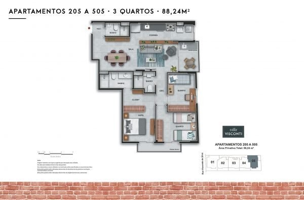 Conheça Planta 07 - 3 dorm 88 24m² do imóvel - Apartamento à venda Rua Visconde de Silva, Botafogo, Rio de Janeiro - R$ 1.497.000 - AP10153 - 23 Planta 07 - 3 dorm 88 24m² - 23