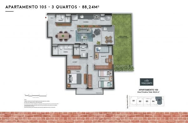 Conheça Planta 08 - 3 dorm 88 24m² - do imóvel - Apartamento à venda Rua Visconde de Silva, Botafogo, Rio de Janeiro - R$ 1.497.000 - AP10153 - 24 Planta 08 - 3 dorm 88 24m² - - 24