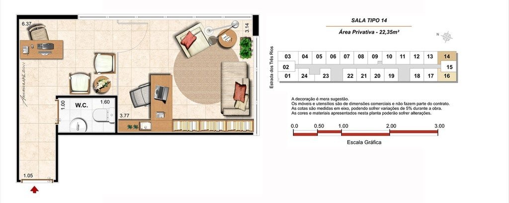 Conheça Planta 04 - 22 35m² - sala do imóvel - Sala Comercial 22m² à venda Estrada dos Três Rios, Freguesia (Jacarepaguá), Rio de Janeiro - R$ 84.000 - 0000002 - 10 Planta 04 - 22 35m² - sala - 10