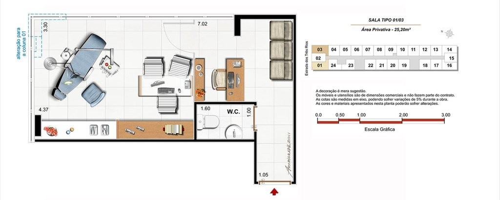 Conheça Planta 06 - 25 20m² - sala do imóvel - Sala Comercial 22m² à venda Estrada dos Três Rios, Freguesia (Jacarepaguá), Rio de Janeiro - R$ 84.000 - 0000002 - 12 Planta 06 - 25 20m² - sala - 12