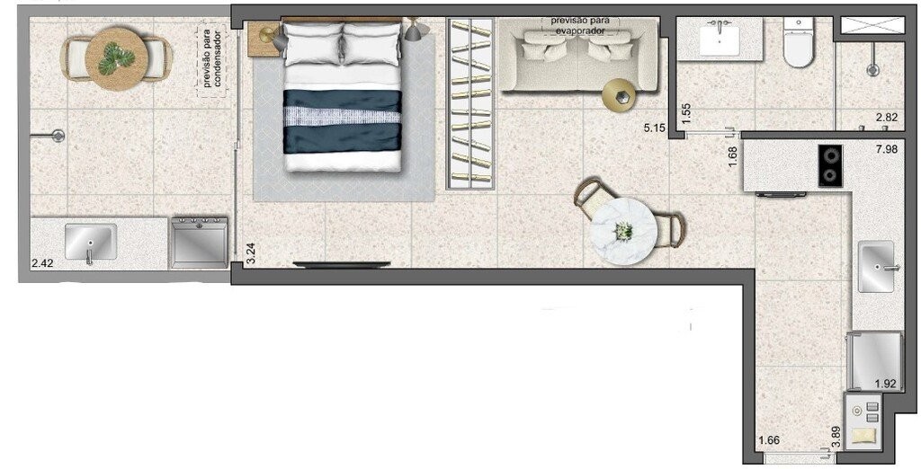 Conheça Planta 02 - 1 dorm 36 98m² - do imóvel - Studio à venda Rua Marquês de São Vicente, Gávea, Rio de Janeiro - R$ 895.000 - 0000005 - 28 Planta 02 - 1 dorm 36 98m² - - 28
