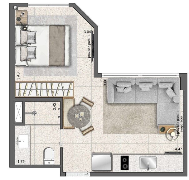 Conheça Planta 03 - 1 dorm 30 56m² - do imóvel - Studio à venda Rua Marquês de São Vicente, Gávea, Rio de Janeiro - R$ 895.000 - 0000005 - 29 Planta 03 - 1 dorm 30 56m² - - 29