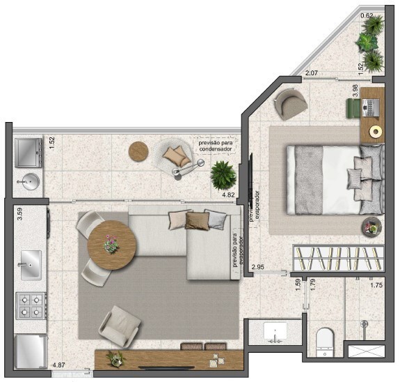 Conheça Planta 04 - 1 dorm 45 80m² do imóvel - Studio à venda Rua Marquês de São Vicente, Gávea, Rio de Janeiro - R$ 895.000 - 0000005 - 30 Planta 04 - 1 dorm 45 80m² - 30
