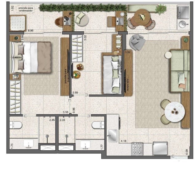 Conheça Planta 06 - 2 dorm 68 48m² do imóvel - Studio à venda Rua Marquês de São Vicente, Gávea, Rio de Janeiro - R$ 895.000 - 0000005 - 32 Planta 06 - 2 dorm 68 48m² - 32