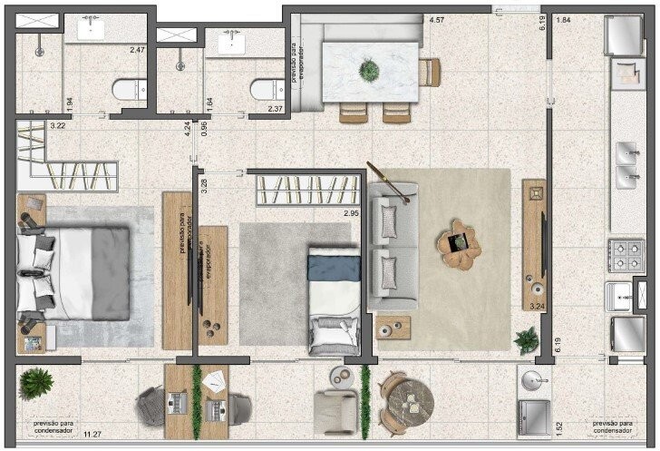 Conheça Planta 07 - 2 dorm 84 65m² do imóvel - Studio à venda Rua Marquês de São Vicente, Gávea, Rio de Janeiro - R$ 895.000 - 0000005 - 33 Planta 07 - 2 dorm 84 65m² - 33