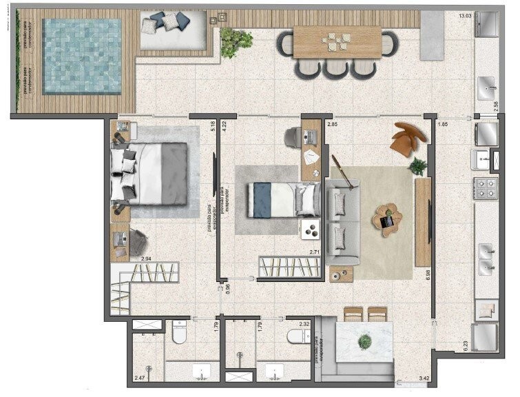 Conheça Planta 08 - 2 dorm 104 60m² - do imóvel - Studio à venda Rua Marquês de São Vicente, Gávea, Rio de Janeiro - R$ 895.000 - 0000005 - 34 Planta 08 - 2 dorm 104 60m² - - 34