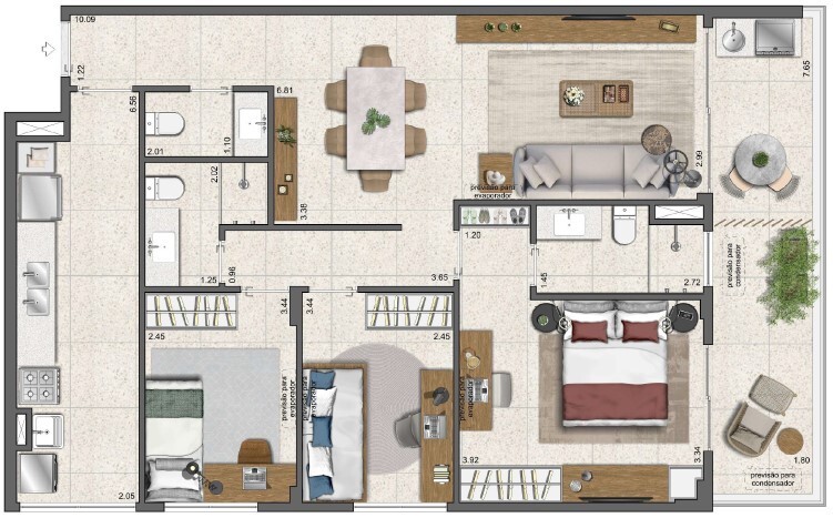 Conheça Planta 11 - 3 dorm 97 93m² do imóvel - Studio à venda Rua Marquês de São Vicente, Gávea, Rio de Janeiro - R$ 895.000 - 0000005 - 37 Planta 11 - 3 dorm 97 93m² - 37