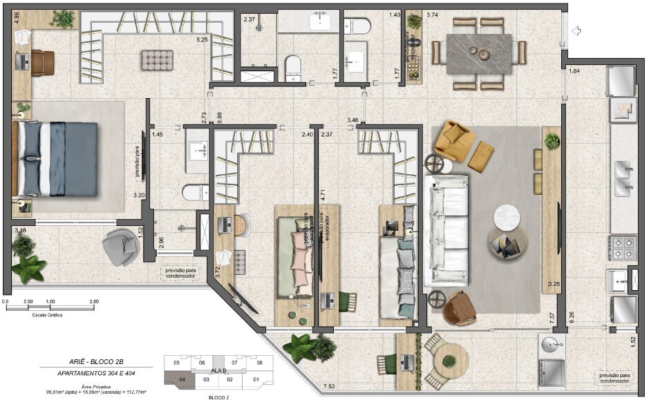Conheça Planta 12 - 3 dorm 112 77m² do imóvel - Studio à venda Rua Marquês de São Vicente, Gávea, Rio de Janeiro - R$ 895.000 - 0000005 - 38 Planta 12 - 3 dorm 112 77m² - 38