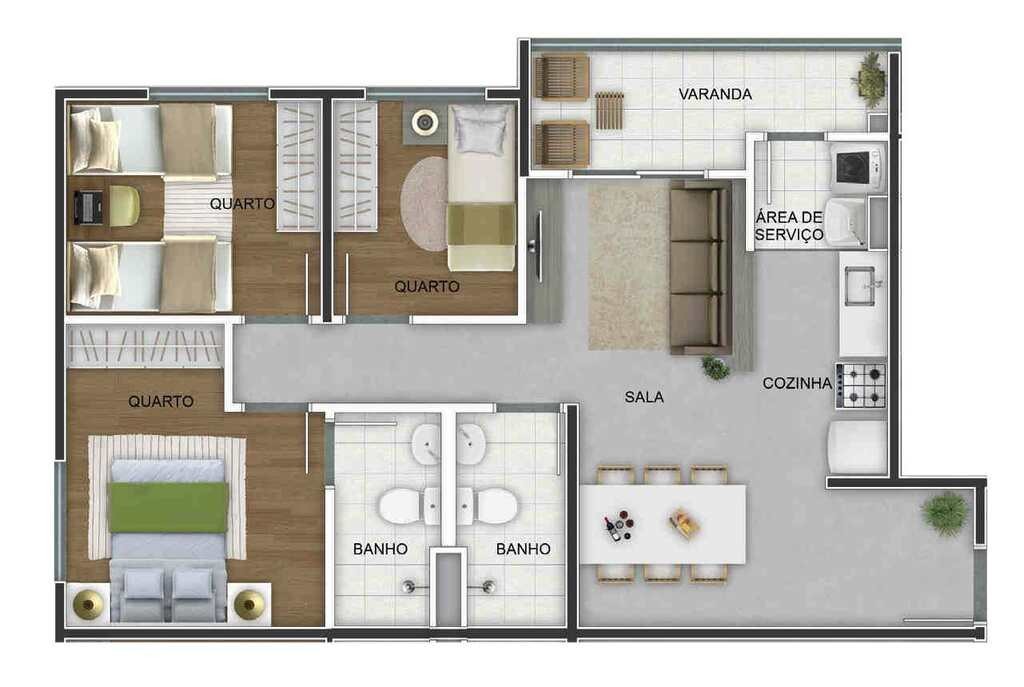 Conheça Planta 01 - 3 dorm 63,95m² do imóvel - Apartamento à venda Praça Marechal Hermes, Santo Cristo, Rio de Janeiro - R$ 598.455 - AP10388 - 51 Planta 01 - 3 dorm 63,95m² - 51