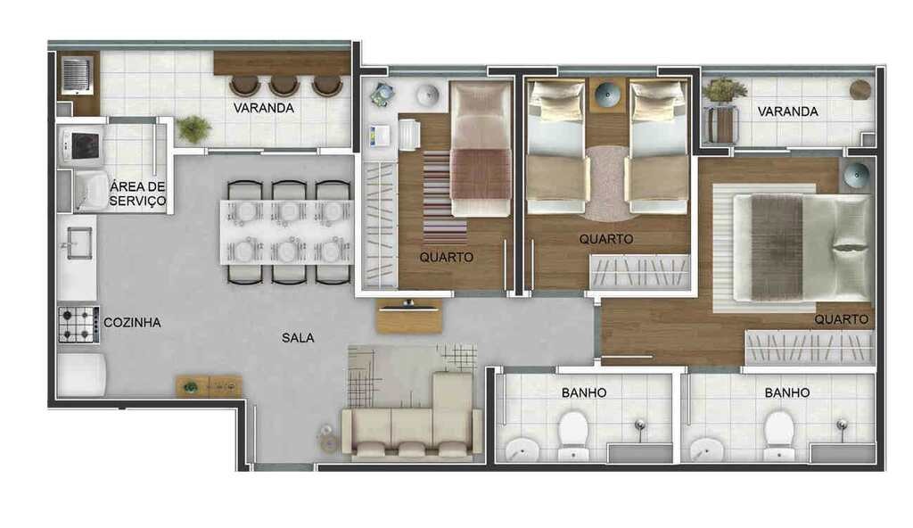 Conheça Planta 02 - 3 dorm 64,66m² do imóvel - Apartamento à venda Praça Marechal Hermes, Santo Cristo, Rio de Janeiro - R$ 598.455 - AP10388 - 52 Planta 02 - 3 dorm 64,66m² - 52