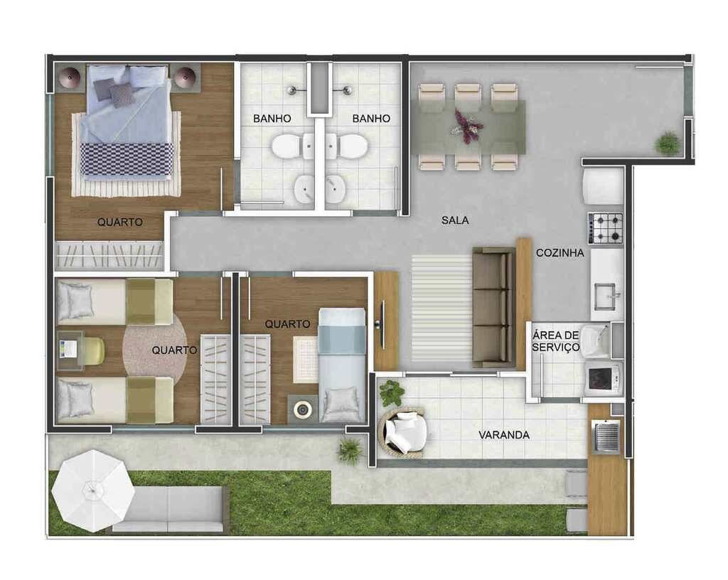 Conheça Planta 03 - 3 dorm 73,41m² - do imóvel - Apartamento à venda Praça Marechal Hermes, Santo Cristo, Rio de Janeiro - R$ 598.455 - AP10388 - 53 Planta 03 - 3 dorm 73,41m² - - 53