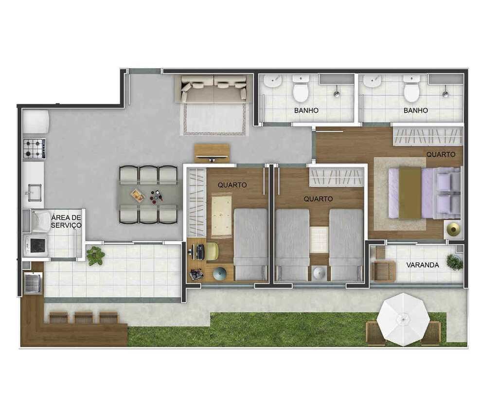 Conheça Planta 04 - 3 dorm 80,87m² - do imóvel - Apartamento à venda Praça Marechal Hermes, Santo Cristo, Rio de Janeiro - R$ 598.455 - AP10388 - 54 Planta 04 - 3 dorm 80,87m² - - 54