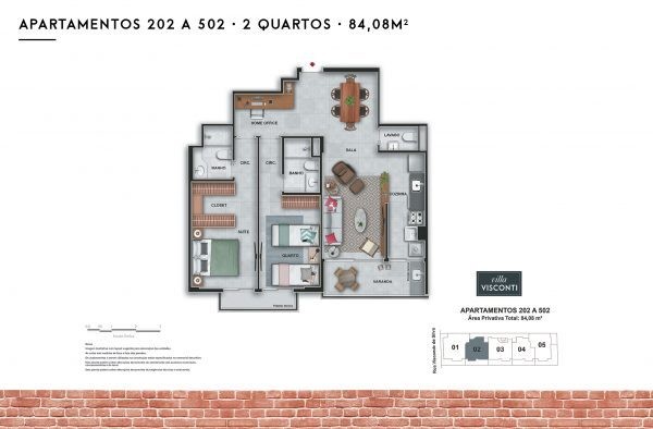 Conheça Planta 03 - 2 dorm 84 08m² do imóvel - Apartamento à venda Rua Visconde de Silva, Botafogo, Rio de Janeiro - R$ 1.553.000 - AP0226 - 19 Planta 03 - 2 dorm 84 08m² - 19