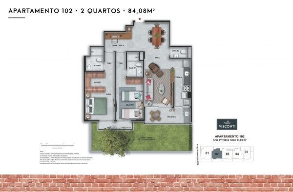 Conheça Planta 04 - 2 dorm 84 08m² - do imóvel - Apartamento à venda Rua Visconde de Silva, Botafogo, Rio de Janeiro - R$ 1.553.000 - AP0226 - 20 Planta 04 - 2 dorm 84 08m² - - 20