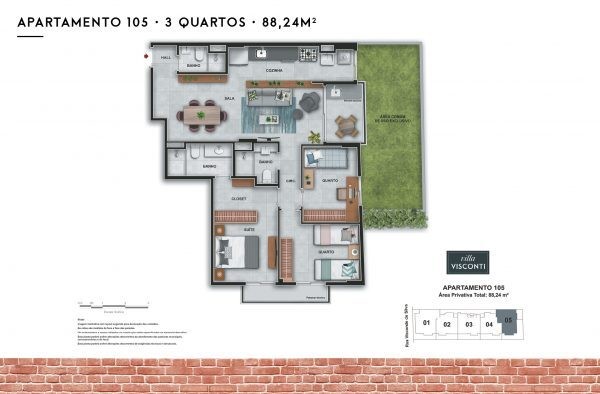 Conheça Planta 08 - 3 dorm 88 24m² - do imóvel - Apartamento à venda Rua Visconde de Silva, Botafogo, Rio de Janeiro - R$ 1.553.000 - AP0226 - 24 Planta 08 - 3 dorm 88 24m² - - 24