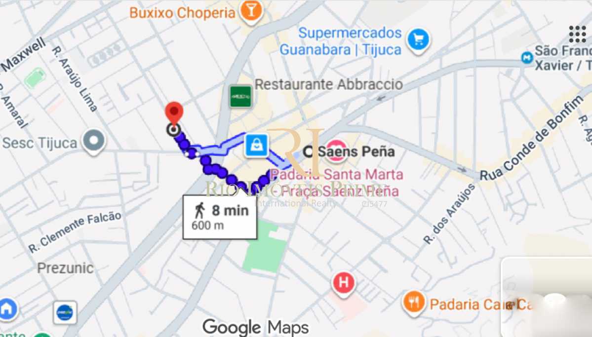 Conheça DISTÂNCIA METRÔ do imóvel - Tijuca / metrô Saens Pena, 2 quartos, suíte, varanda e vaga - RPAP20405 - 30 DISTÂNCIA METRÔ - 30