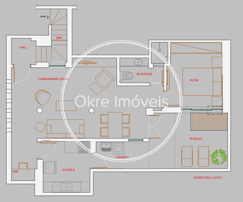 Conheça layout ap laranjeiras do imóvel - Apartamento 1 quarto à venda Laranjeiras, Rio de Janeiro - R$ 650.000 - FLAP10292 - 15 layout ap laranjeiras - 15