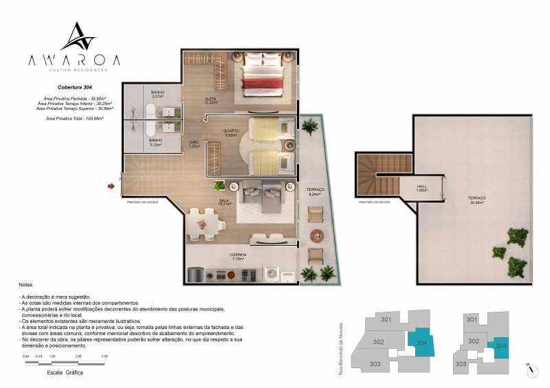 Conheça AWAROA PLANTA COBERTURA 304_R0 do imóvel - Apartamento à venda Estrada Benvindo de Novais, Recreio dos Bandeirantes, Rio de Janeiro - R$ 459.900 - REAP20428 - 16 AWAROA PLANTA COBERTURA 304_R0 - 16