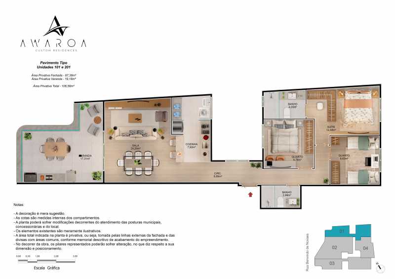 Conheça AWAROA PLANTA COLUNA 01_R01 do imóvel - Cobertura à venda Estrada Benvindo de Novais, Recreio dos Bandeirantes, Rio de Janeiro - R$ 1.019.900 - RECO30258 - 17 AWAROA PLANTA COLUNA 01_R01 - 17
