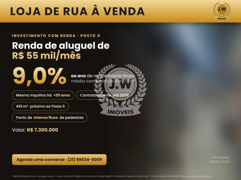 Loja de rua à venda - Posto 6 - 1