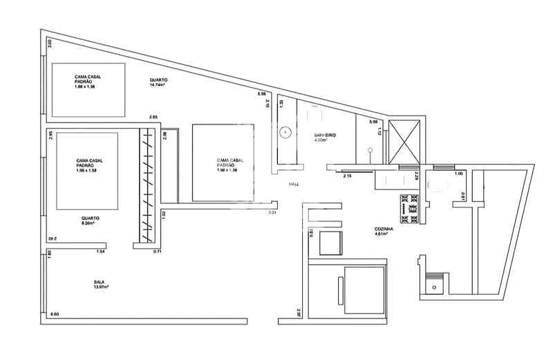 Conheça Planta baixa do imóvel - Apartamento à venda Travessa Santa Margarida, Copacabana, Rio de Janeiro - R$ 665.000 - JWAP20140 - 27 Planta baixa - 27
