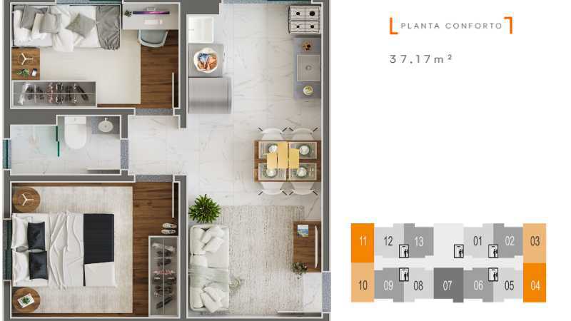 Conheça Planta Conforto do imóvel - Apartamento 2 Quartos no Life 440 Via São Pedro: Conforto, Integração Perfeita e Lazer de Resort em Juiz de Fora - TFAP20807 - 20 Planta Conforto - 20