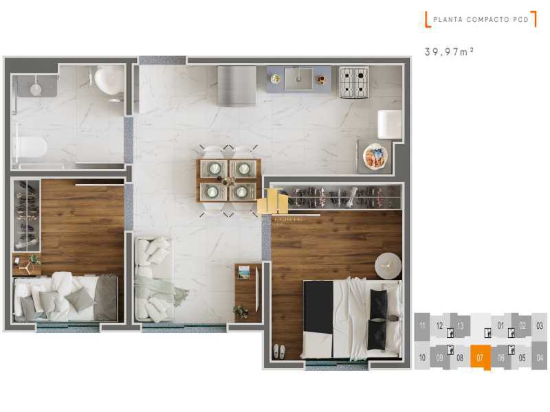 Conheça Planta Compacto PCD do imóvel - Apartamento Amplo de 2 Quartos (Acessível PCD) no Life 440 São Pedro: Maior Planta com Espaço e Acessibilidade em Juiz de Fora - TFAP20808 - 20 Planta Compacto PCD - 20