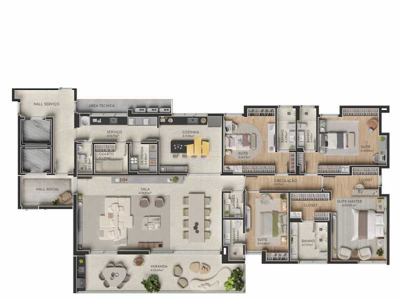 Conheça Apto 265m Planta 100_ integrad do imóvel - 4 Suites, 4 vagas Alto luxo no Santa Helena - TFAP40011 - 4 Apto 265m Planta 100_ integrad - 4