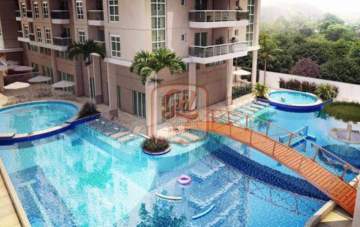 apartamento simples: 01 quarto, piscina, churrasqueira, salão de festa... - AP3271