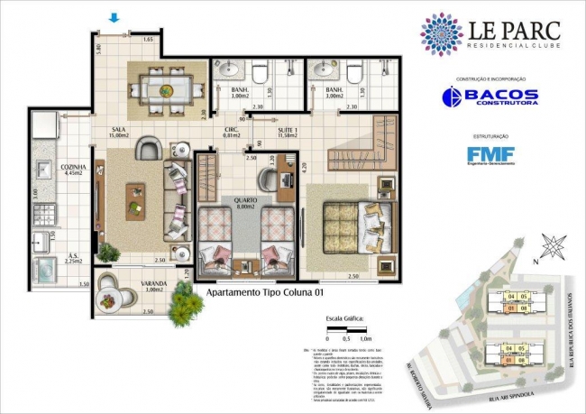 Conheça Apartamento Tipo Coluna 01 do imóvel - Apartamento à venda Maricá,RJ FLAMENGO,Flamengo - R$ 9.999.999 - CEAP00003 - 5 Apartamento Tipo Coluna 01 - 5